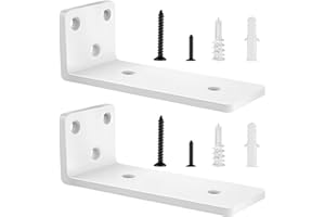 YFCVIP 2 Piezas Escuadras Para Estanterias, Soporte Baldas Pared, Escuadras Metalicas Invisibles, Soporte Estantería Metal con Tornillossado para Fácil Montaje en Pared (15cm, Blanco) 6in