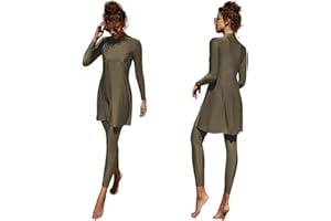 IBAKOM Donne Costumi da Bagno Musulmani Islamici Modest Coperta Completa Burkini Manica Lunga Top Pantaloni Nuoto Estate Spiaggia Costume Rashguards 2 Pezzo