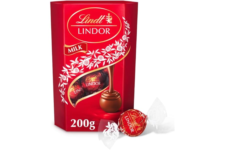 Lindt Lindor Milk Chocolate Truffles – 200g Box (Approx. 16 Balls) – Smooth Filling – Gift, Birthday, Congratulations Treat