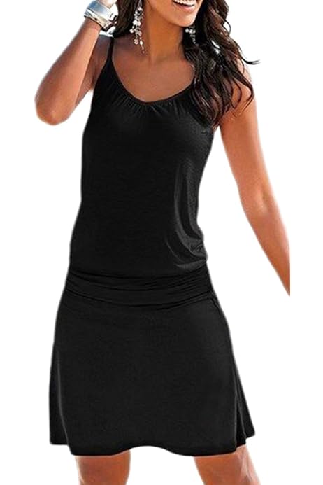 GRMLRPT Mouwloze Boho Zomerjurk Knielange Etnische Stijl Elegant Bedrukt Mesh Retro Jurken Halterjurk Vrijetijdsjurk Dames Jurken Strandjurken Dames (meerkleurig-1, S-XXL), Zwart-2, L