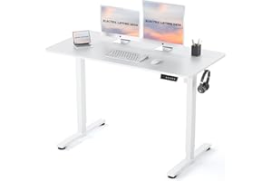 EarthyHome Escritorio elevable,con Altura Ajustable, Escritorio eléctrico con Altura Ajustable, 120 x 60 cm, función de Memoria de 3 Posiciones, con gestión de Cables y Ganchos.