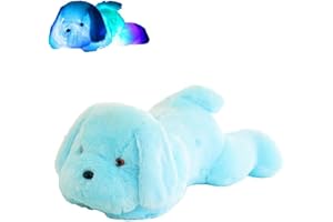 IKASUS Cuscino a Cuccioli di peluche a LED, carino e luminoso a forma di Cuccioli di peluche, in peluche, per ragazzi e ragazze, per bambini, per Natale, feste, senza musica