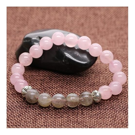 COAI® Cuarzo Rosa y Labradorita Brazalete de Equilibrio Pulsera de Protección para Mujer - Imagen 3