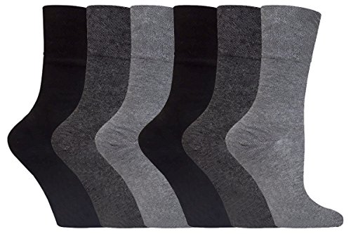 Gentle Grip - 6 paires femmes sans elastique chaussettes diabetiques 37-42 eur (Grey 36)