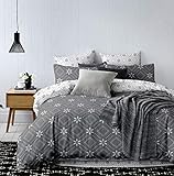 DecoKing Premium Hypnosis Collection Snowy Night Parure de lit, Microfibre, Stahl Weiß, 220 x 240 cm + 63 x 63 x 2