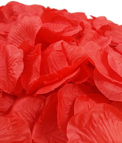 rote Rosenblätter, Stoff, rot – Hochzeitsdeko, Valentinstag, Heiratsantrag, Romantisch, Candlelightdinner, Streudeko, Basteln, Hochzeit, Liebe, Romantik, künstliche Blütenblätter (500 Stück, rot) - 2