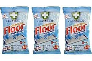 SARGAM 3 x GREENSHIELD ANTIBAC Floor Surface Wipes Packs of 24 Extra Large Wipes (72 Wipes)