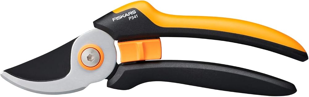 Fiskars Bypass L Bahçe Makası, Masif, P341, Taze dallar ve çalılar için, Yapışmaz kaplama, Paslanmaz çelik bıçaklar, Uzunluk: 20,5 cm, Siyah/Turuncu, 1057164
