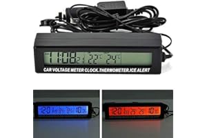 PolarLander 3-in-1-Auto-Digital-LCD-Anzeige Uhr Volt Thermometer Durable Batteriespannung Temperaturmonitor Meter