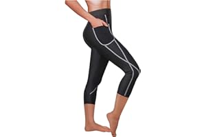 Gotoly Women Neoprene Sauna Pants Slim Training High Waist Tight Legging Pocket Running Capris Sport Wear Workout Thermo Fat Burning Sweat Shaper