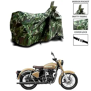 SEBONGO Bike & Scooty Cover for Royal Enfield Classic 350 Signals UV Protection & Dustproof Water Resistant (AW-W170-Green Jungle)