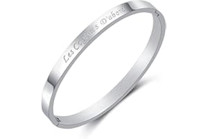 RWQIAN Argent Phrases D'Inspiration Bracelet Femme Jonc Fin En Acier Inoxydable Bracelet Plusieurs Messages Jonc Personnalisée Maman Bracelet