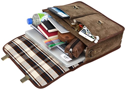 Gusti Leder studio “Sebastian“ Laptoptasche 13″ MacBook Collegetasche Arbeitstasche Unitasche Umhängetasche Henkeltasche Businesstasche Dokumententasche Aktentasche Wildleder Frauentasche Braun 2H36-26-1 - 3