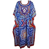 Indiatrendzs Women Kaftan Dress Light Viscose Printed Kimono Loose Dress / Long Maxi Nighty (Chest 56)
