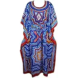 Indiatrendzs Women Kaftan Dress Light Viscose Printed Kimono Loose Dress / Long Maxi Nighty (Chest 56)