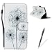 Produktbild Feeltech Sony Xperia Z5 Hülle,Sony Xperia Z5 Karte Halter Handytasche,Folio PU Leder Wallet Cover Schutzhülle mit Magnetverschluß und Standfunktion Slim Skin Schale Weich Backcover Handy Tasche Flip Cover Bookstyle Kreditkartenhaltern für Sony Xperia Z5 - Schwarzer Löwenzahn