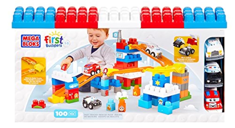 Mattel Mega Bloks First Builders CXN73 Fast Tracks Buildables - Rettungstruppe
