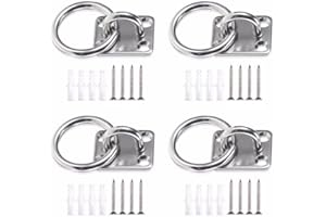 UICCVOKK 4 Pcs Horse Tie Up Ring, Tie Ring for Equestrian, Tie Rings for Horses, Hay Nets Rings for Horses, Metal Stable Chains Horses, Hanging Chain Rings with Plugs and Screws