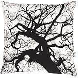Baum Kissen, Kissenbezug, alte Bäume, Wendekissen, 50x50cm, schwarz-weiß