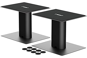 Suptek Desktop Speaker Stands Mount Set 157mm for Bookshelf Speakers Bracket, 16.5 x 20cm Metal Tray, Compatible with 3" to 4" Speakers, White SDM003MB