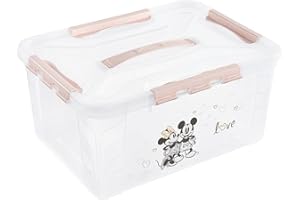 keeeper Caja de almacenamiento con tapa Minnie Mouse, Giratoria y apilable, Para niños, 15,3 l, kaja, Rosa claro