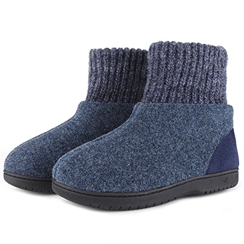 Ladies' Cozy Memory Foam Bootie Slippers with Warm Polar Fleece Lining and  Knitted Collar, Women's Felt House Shoes with Indoor Outdoor Anti-Slip Hard