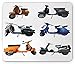 Produktbild Vintage Mouse Pad, Colorful Vintage Scooters Fun Motorbikes Collection Graphic Art Design, Standard Size Rectangle Non-Slip Rubber Mousepad, White Orange Grey Blue