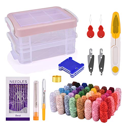 Hilo de bordado AUSHEN con caja de almacenamiento organizadora, colores bordados, juego de punto de cruz, hilo de coser para manualidades, pulseras de la amistad