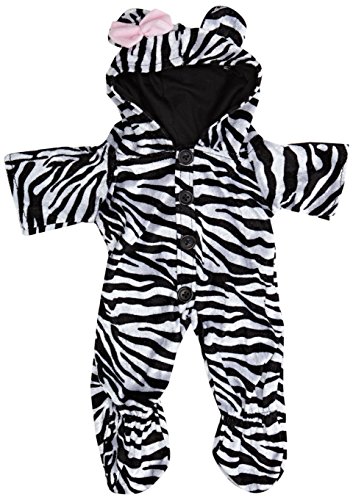 Build Your Bears Wardrobe Zebra All-in-one Teddy Clothes Outfit fits Build a Bear Teddies (Black/white)
