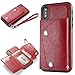Produktbild Apple iPhone X Hülle,iPhone X Leather Handyhülle,WIWJ Handyhülle Wallet Case[Modisch Leder Handy Shell mit Geldbörse] Flip Schutzhülle in Standfunktion Kredit Kartenfächer Magnetverschluss PU Leder Lederhülle Silikon Anti-Scratch Shell Back Cover Folio Hüllen Schale Schutzhüllen für iPhone X+1x Touch Stylus Pen-Rot