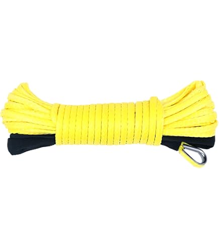 Corda Sintetica Per Verricello 6mm X 15m, Con Manicotto Protettivo E Perno In Acciaio, Resistenza 4.500 Kg - Per ATV, UTV, Jeep, Barche, Colore Nero