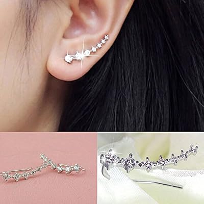 ILOVEDIY Boucles d'oreilles Crochet Brillant Fantaisie Cristal Strass Diamant Accessoires Bijoux pour Femmes 1 paire (Argent)