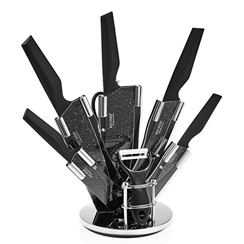 8-teiliges Ross Henery Professional Edelstahl-Küchenmesserset mit stilvollen, einzigartigen schwarzen Klingen im Block - 2