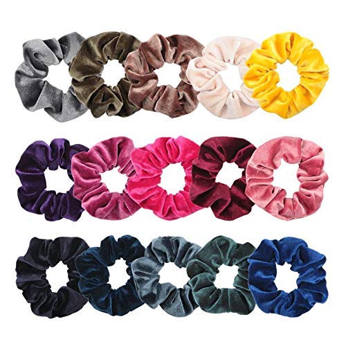 NTRH Hair Scrunchies 15 Pieces Velvet Scrunchies Elastics Scrunchy Bobbles Soft Hair Bands Hair Ties(15 Colors)