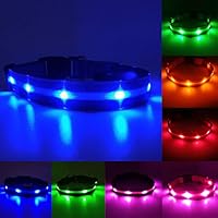 [Gesponsert]dazzle-star blinkender LED Pet Halsband LED Leuchthalsband Sicherheit Hals Schlaufe, von masbrill wetterfestem LED Hund Halskette Halsband perfekt für Haustiere Hund … (S, Blue-White)
