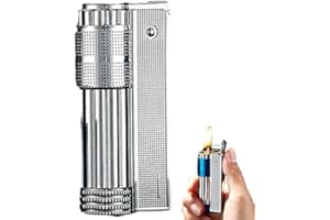 BIUBIULOVE Encendedor De Queroseno Vintage Retro, Encendedor De Trinchera Vintage, Encendedores De Queroseno Recargables Retro Portátiles, Encendedores De Llama Suave De Metal (Plata)