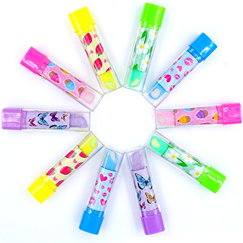 German Trendseller® – 12 x Glitzernde – Lip – Stick Radierer für Kinder ┃ Kindergeburtstag ┃ Mitgebsel ┃ Lippenstift ┃ 12 Stück - 3