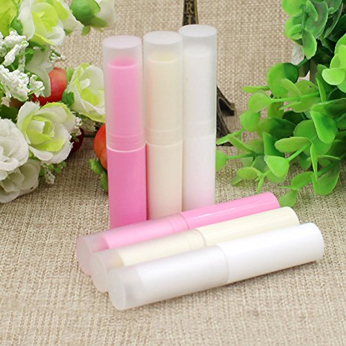 HugeStore 10 Stück 4ML Leer Lippenpflegestift Rohre Lippenbalsam Behälter mit Kappe Lippenstift-Hülsen Beige - 3