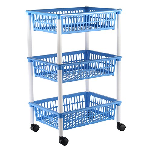 axentia Rollwagen – Allzweckwagen für Büro, Küche & Bad – Rollregal aus Kunststoff- Küchenwagen mit 3 Körben – Nischenregal modern – Korbregal platzsparend, keine Farbauswahl möglich - 7