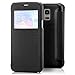 Produktbild Saxonia Tasche Samsung Galaxy S5 Mini Hülle Case Schutzhülle Flip View Cover mit Fenster und Kameraschutz Schwarz