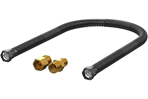 AJinTeby Gas Line Flex Connectors for Fire Pit, Fireplace Flexible Gas Line, 18 Inch Non-Whistle Flexible Flex Gas Connector Kit for NG or LP Fireplaces