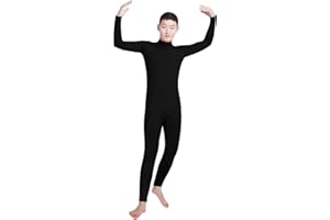 lucky baby store Jungen Männer Lycra Spandex Rollkragen Langarm Ein Stück Dancewear Ganzanzug Bodysuit (XXL, black)