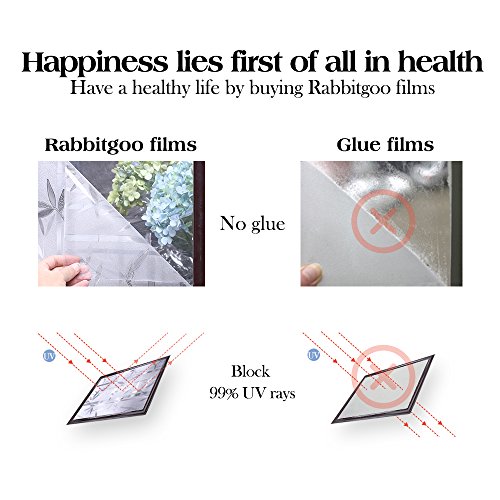 Rabbitgoo® 3D Statisch Haftende Fensterfolie Dekorfolie Sichtschutzfolie Fensterschutzfolie Anti-UV Upgrade Version 90*200cm - 5