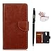 Produktbild LG Stylus 2 Hülle, LG Stylus 2 Schutzhülle Leder Hülle, Alfort 3 in 1 Flip Wallet Fashion Design Dual Use Falten Premium PU Leder Tasche Case Cover Folio Mappen Kasten Abdeckung für LG Stylus 2 5.7" Smartphone Funktion Unterstützte Telefone ( Braun ) + Netter Staub Stecker + Alfort Schwarz Stylus Pen