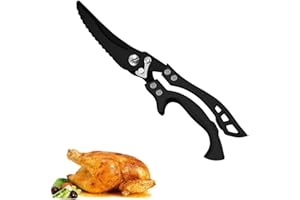 ACTIUSIS Geflügelschere scharfe Küchenschere,Geflügelschere Edelstahl mit Ergonomischen Griff, Pute oder Truthahn,Fleischschere, Huhn, Gans, zum Zerteilen von Ente,Schwarz