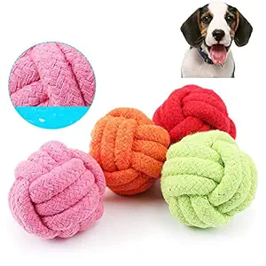 Pindia 1 Pc Cotton Rope Knot Ball Toy for Big Dog Chewing and Teething - Blue