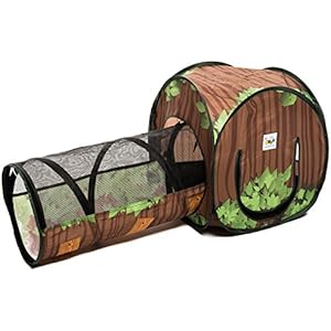 2-in-1 Schlafhöhle mit Tunnel für Kleintiere Katzen Welpen Spielhaus