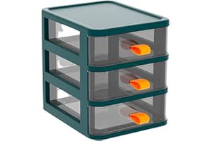 SHANGMAOYO Scatola dell'organizzatrice trasparente con cassetti, scatole di visualizzazione per il trucco dei gioielli, contenitore trasparente per l'home office (Verde 3 strati)