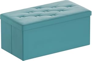 BRIAN & DANY Pouf Contenitore Pieghevole, Cassapanca Contenitore da Interno in Velluto, Puff Poggiapiedi Rettangolare Panca per Camera da Letto, 80x 40x 40 cm, Verde