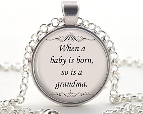 Bazinga JewelryGrandma Quote Necklace, Silver Girl Pendant, Unique New Born Baby Grandchilden Jewellery Gift Idea for Grandmothers